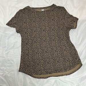 Old Navy Tan and Black Animal Print Short Sleeve Tee